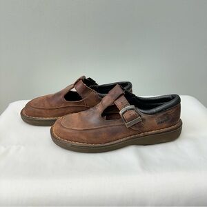 Doc Dr. Martens T strap mary janes shoes brown nobuck leather women's 9.